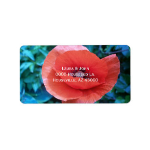 Étiquette Coquelicot. Fleur rouge.