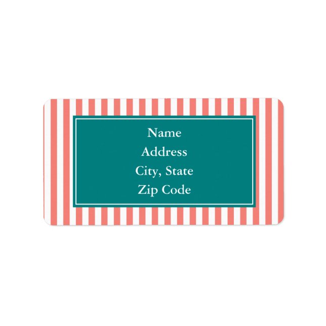 Étiquette Corail rose et blanc rayures (Devant)