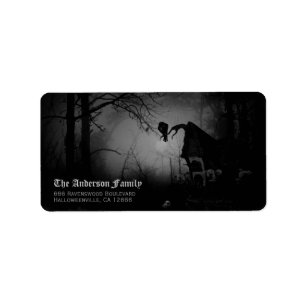 Étiquette Corbeau Noir Effrayant Adresse de Retour Halloween