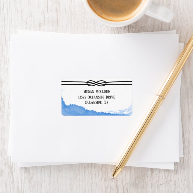 Étiquette Corde marine Océan bleu aquarelle (En situation)