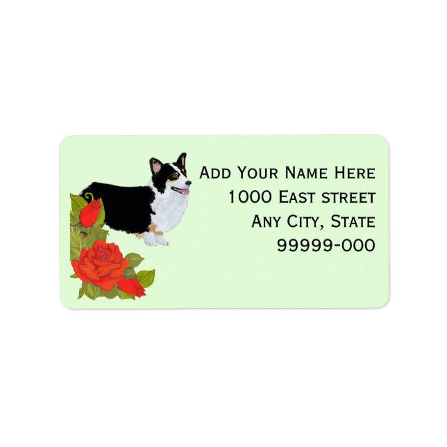 Étiquette Corgi [Pembroke Welsh] sur Red Roses (Devant)