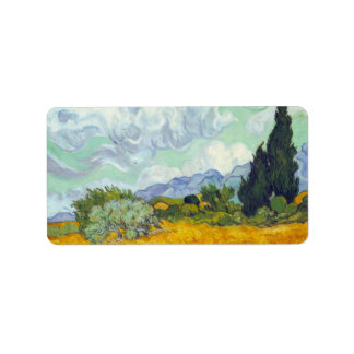 Étiquette Cornfield avec Cyprusses par Vincent van Gogh