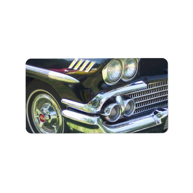 Étiquette côté passager avant noir et chrome classique (Devant)