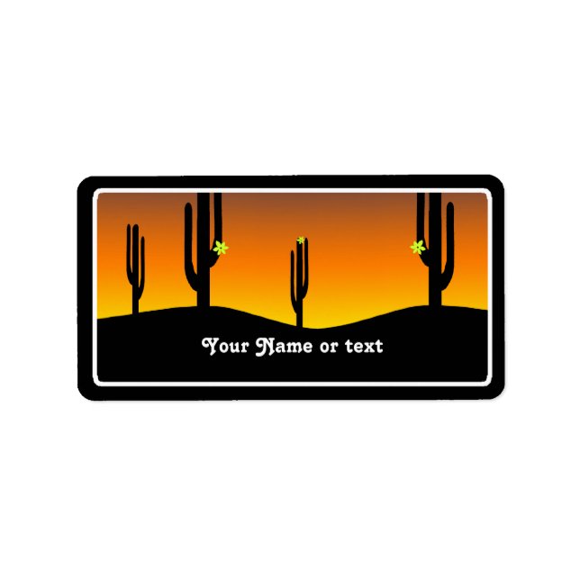 Étiquette Coucher de soleil de fleur de cactus (Devant)
