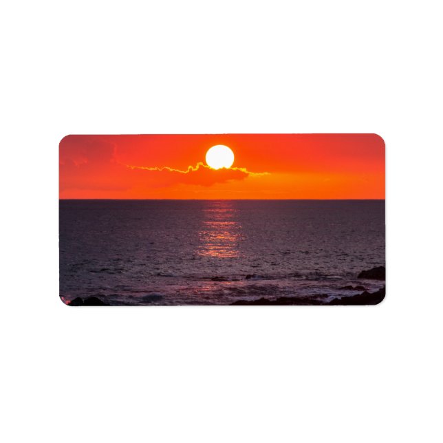 Étiquette Coucher de soleil tropical Hawaii Beach personnali (Devant)