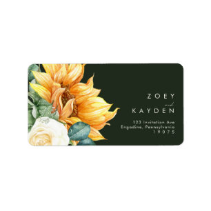 Étiquette Country Sunflower Dark mariage vert adresse RSVP