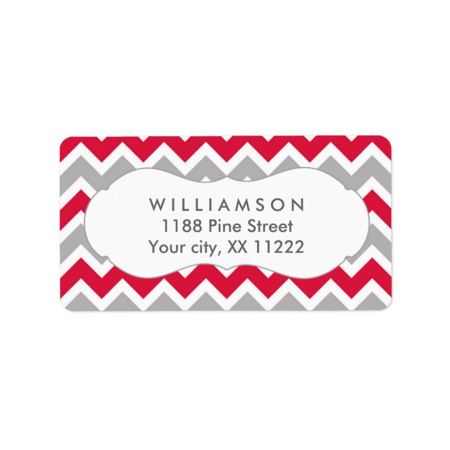 Étiquette cramson rouge gris chevron douche drapeau (Devant)