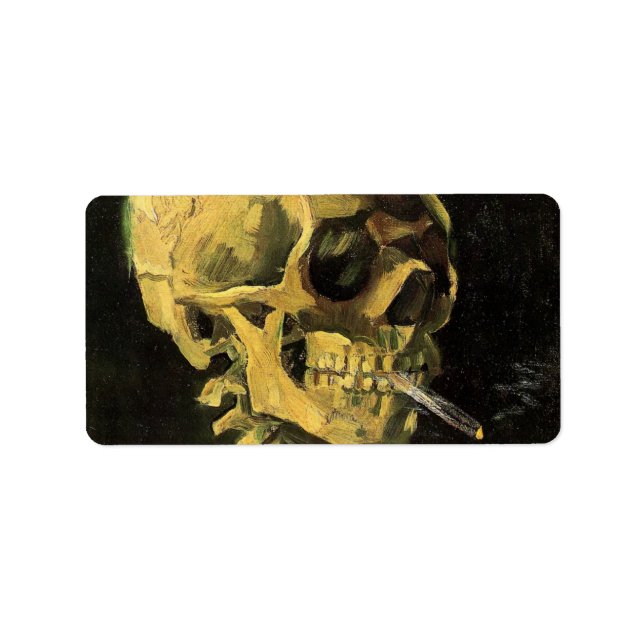 Étiquette Crâne avec cigarette brûlante par Vincent van Gogh (Devant)