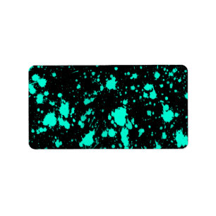 Étiquette Creative Black Mint Paint Splatter Artistic Splash