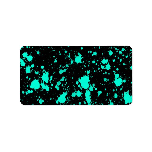 Étiquette Creative Black Mint Paint Splatter Artistic Splash (Devant)