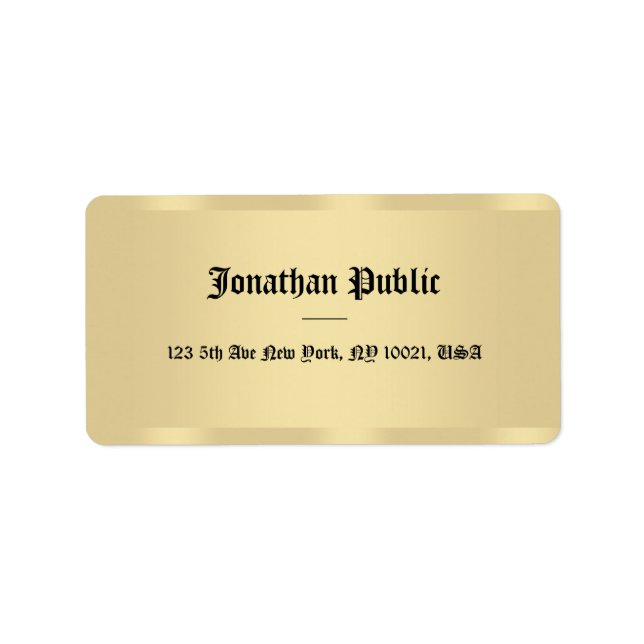 Étiquette Creative Faux Gold Classic Style Nom du texte tend (Devant)