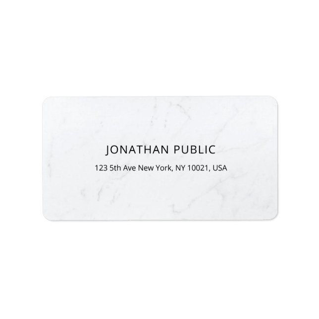 Étiquette Creative Minimal Moderne Marbre blanc Plain Adress (Devant)