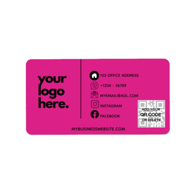 Étiquette Créer son propre logo Carte de visite CERISE PINK  (Devant)
