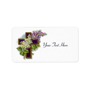 Étiquette Croix pourpre avec des fleurs