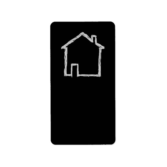 Étiquette Croquis de maison. Gris et Noir. (Devant)