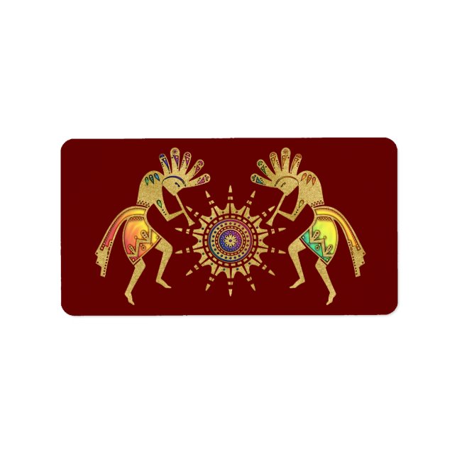 Étiquette Culture native américaine - Sun Dancing Kokopelli  (Devant)