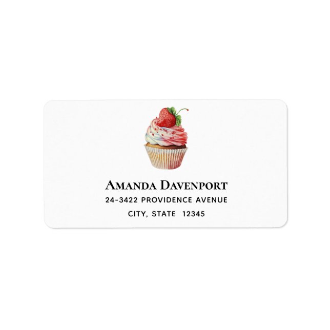 Étiquette Cupcake de fraise Desserts Adresse (Devant)