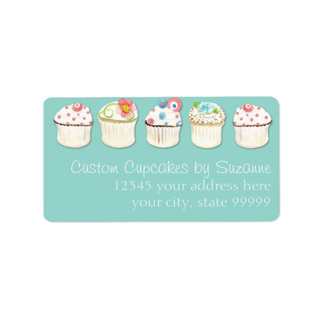 Étiquette Cupcake Dessert Boulangerie Identité d'entreprise (Devant)
