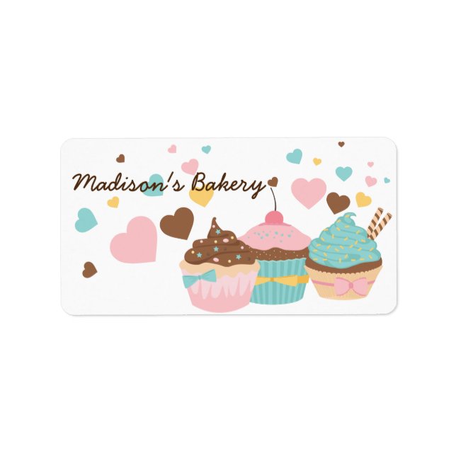 Étiquette Cupcake Produits de boulangerie personnalisables (Devant)