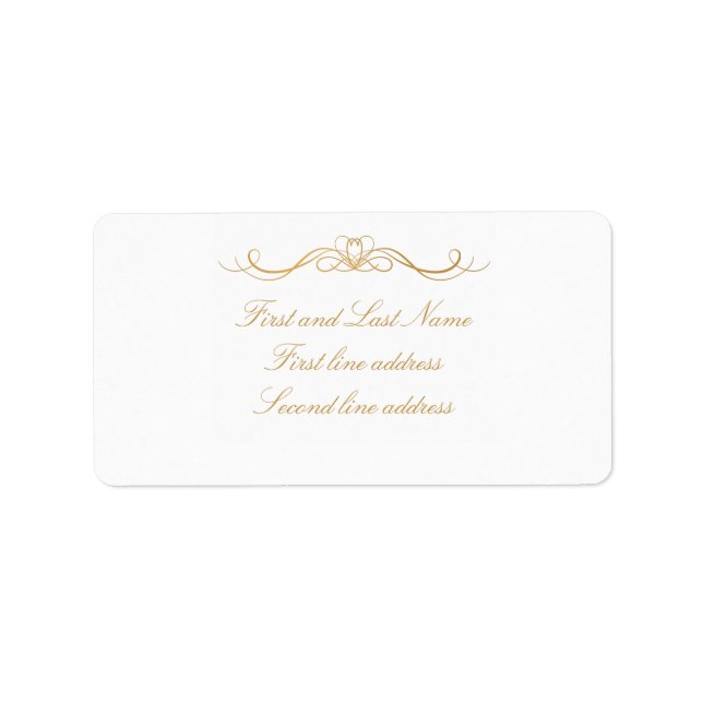 Étiquette Custom Elegant Modern Gold & White Address (Devant)