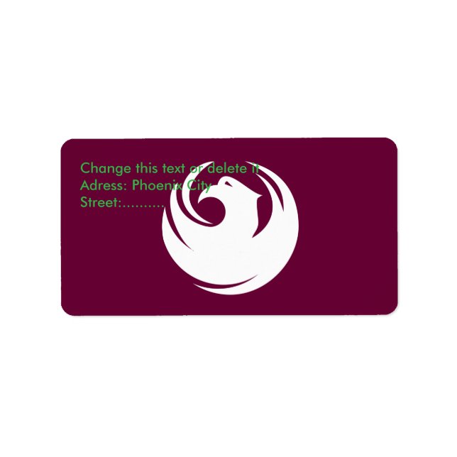 Étiquette Custom Label with Flag of Phoenix City, Arizona (Devant)