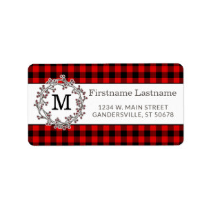 Étiquette Custom Red Black Country Check Return Address