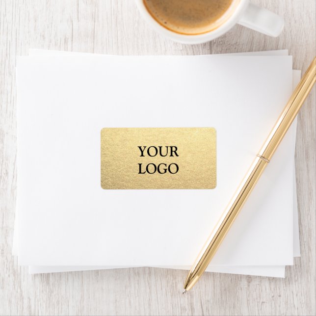 Étiquette Custom Simple Clean Gold Business Votre logo ici (En situation)