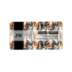 Étiquette Cute aquarelle Corgi Chien Motif