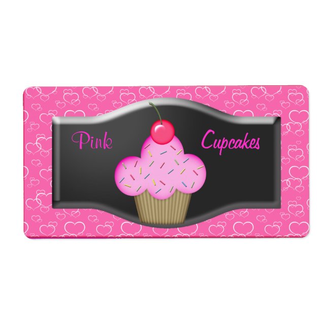 Étiquette Cute Cupcakes Rose Étiquette (Devant)