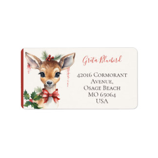 Étiquette Cute deer whimsical boho Christmas custom