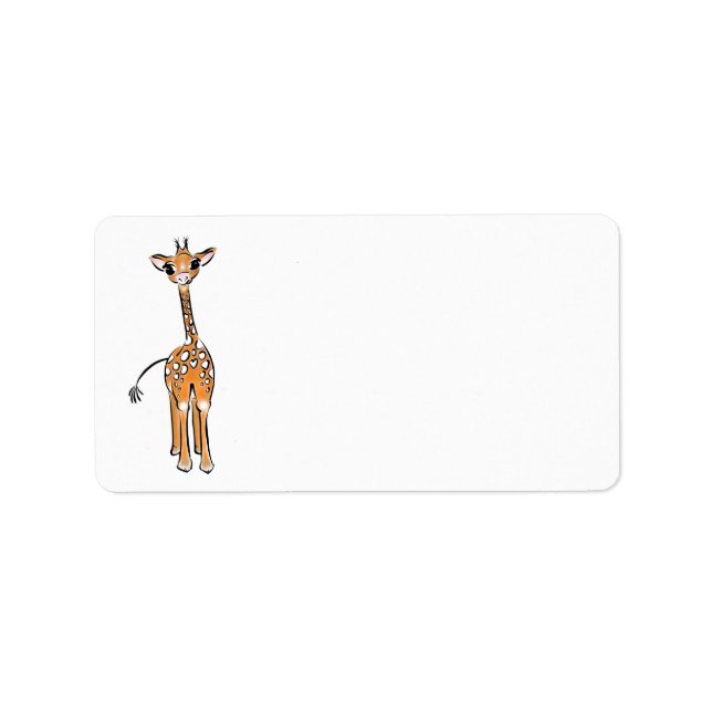 Étiquette Cute Giraffe drawing, safari animals (Devant)