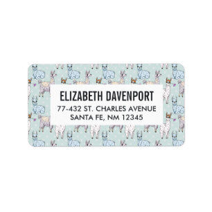 Étiquette Cute Llama Motif Pois