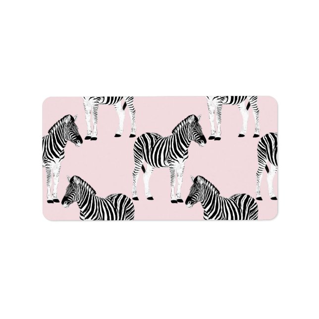 Étiquette Cute Noir Blanc Zèbre Animal Rose Design (Devant)