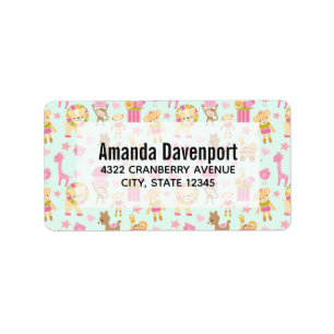 Étiquette Cute Pattern avec Whimsical Animals & Toys