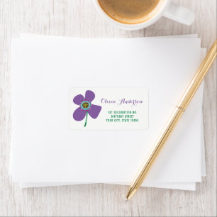 Étiquette Cute Purple Daisy Pop Chic Anniversaire Adresse