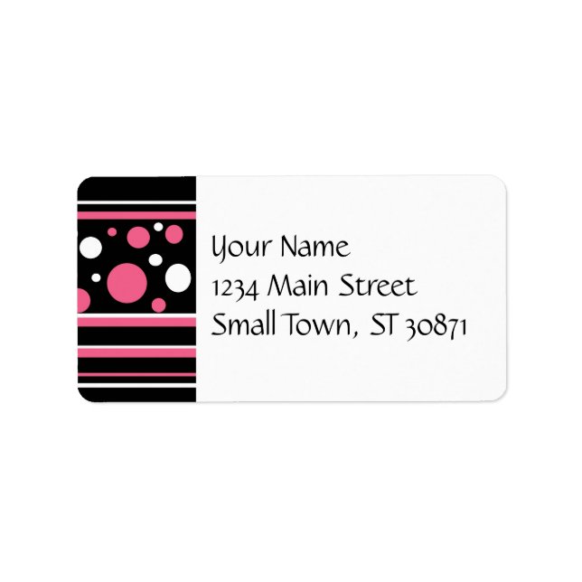 Étiquette Cute rose Noir Blancs Pois Motif (Devant)