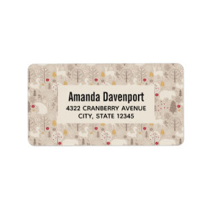 Étiquette Cute Woodland Animaux Motifs nordiques