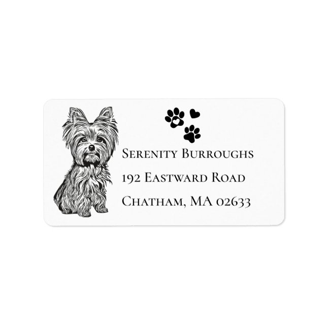 Étiquette Cute Yorkshire Terrier Amoureux des chiens chiot Y (Devant)