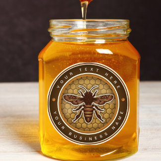 Étiquette d'abeilles vintage marron personnalisé