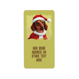 Étiquette Dachshund avec tenue du Père Noël - Noël 1