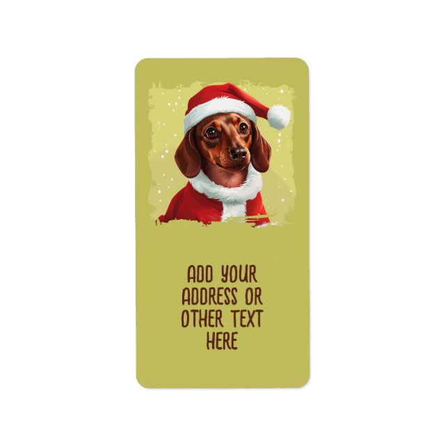 Étiquette Dachshund avec tenue du Père Noël - Noël 1 (Devant)