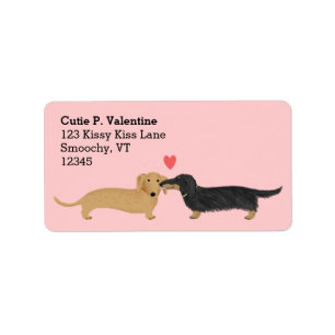 Étiquette Dachshund Baiser avec coeur   Wiener Dogs Adresse
