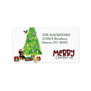 Étiquette Dachshund Dog Christmas Tree Retourner l'adresse é