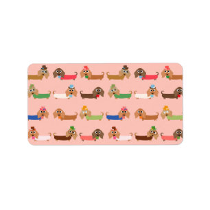 Étiquette Dachshunds sur rose