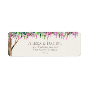 Étiquette d'adresse à l'aquarelle romantique d'aca