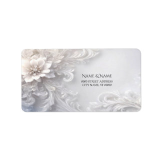 Étiquette d'adresse à motif floral blanc