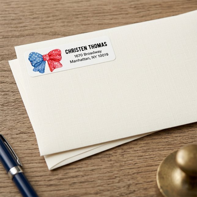 Étiquette d'adresse à nœud patriotique personnalis (Personalized Patriotic Bow Address Label)