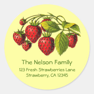 Étiquette d'adresse aux fraises fraîches