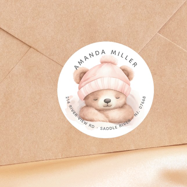 Étiquette d'adresse Baby Shower Ours Câlin (Créateur téléchargé)