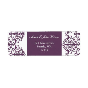 étiquette d'adresse damask violet